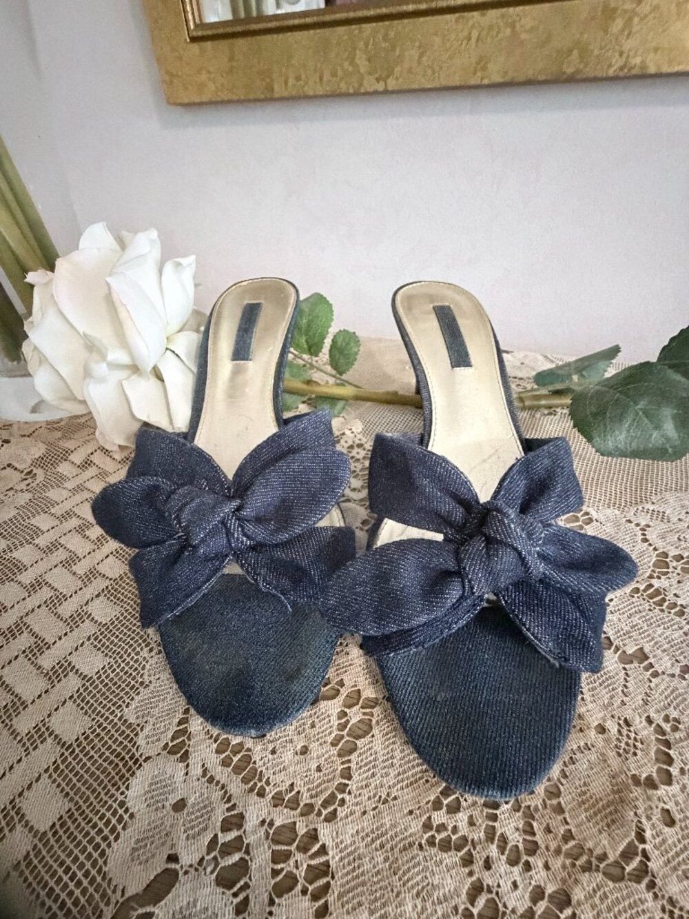 Vintage Bandolino Denim Slip-on Open Toe Sandals/Shoes Size 7